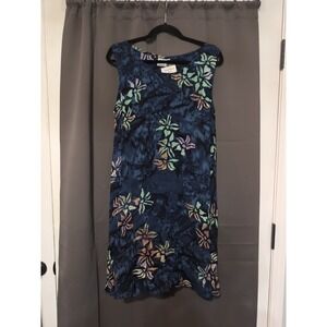 Makai Beach Wear Tropical Floral Batik Print Crinkle Cover Up, Sleeveless OSFM